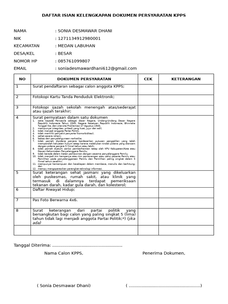 Persyaratan Lengkap Calon KPPS 2023 | PDF