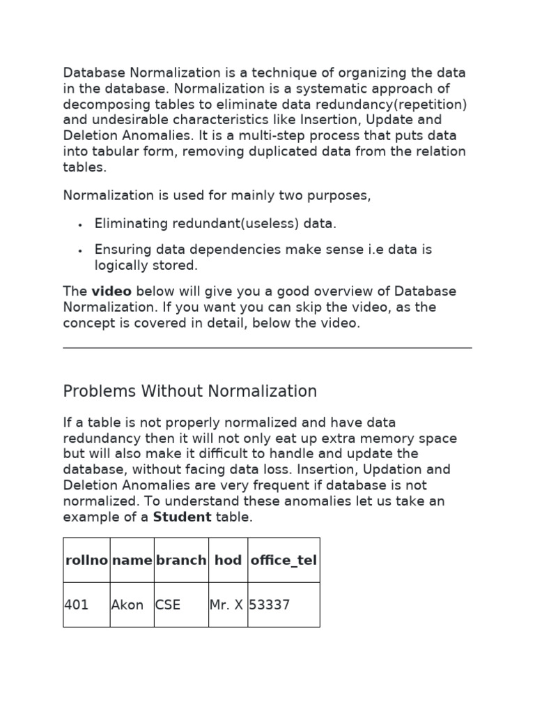 Understanding Database Normalization | PDF | Information Technology ...