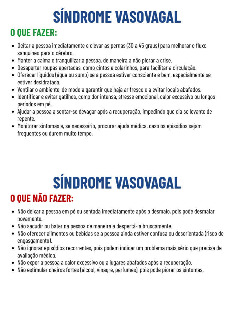 Síndrome Vasovagal | PDF