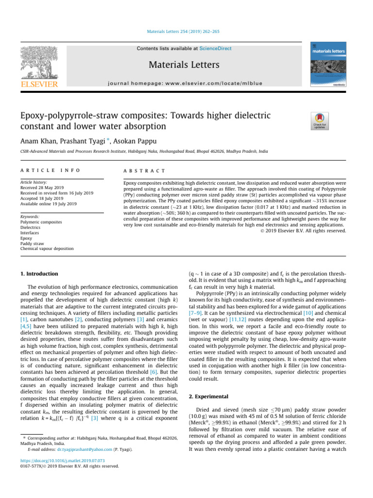 Epoxy Composites with Polypyrrole Coating | PDF | Composite Material ...