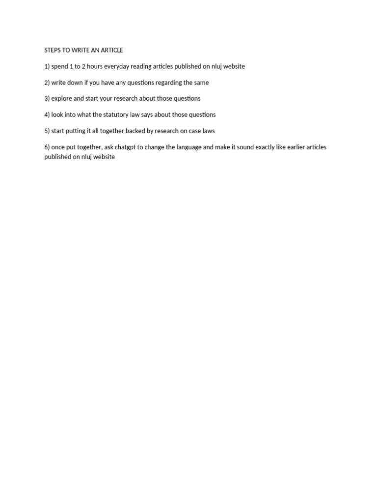 Steps To Write An Article | PDF