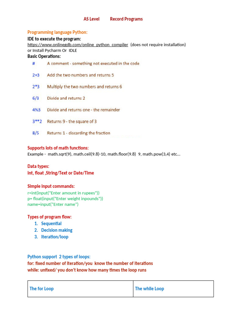 Python Basics: Loops, Functions, and Arrays | PDF | String (Computer ...