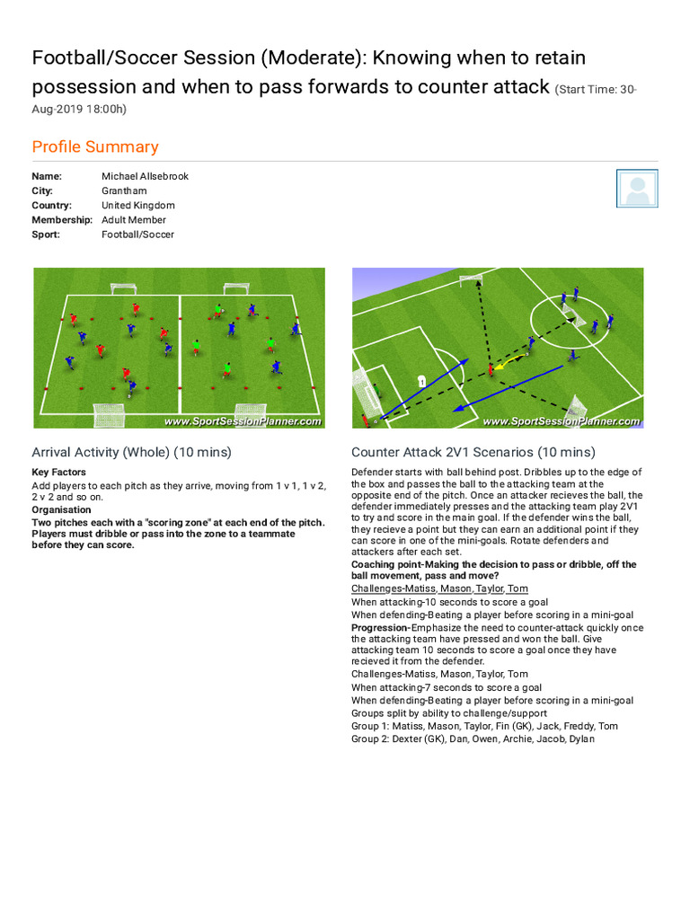Retaining Possession in Soccer Drills | PDF | Forward (Association ...