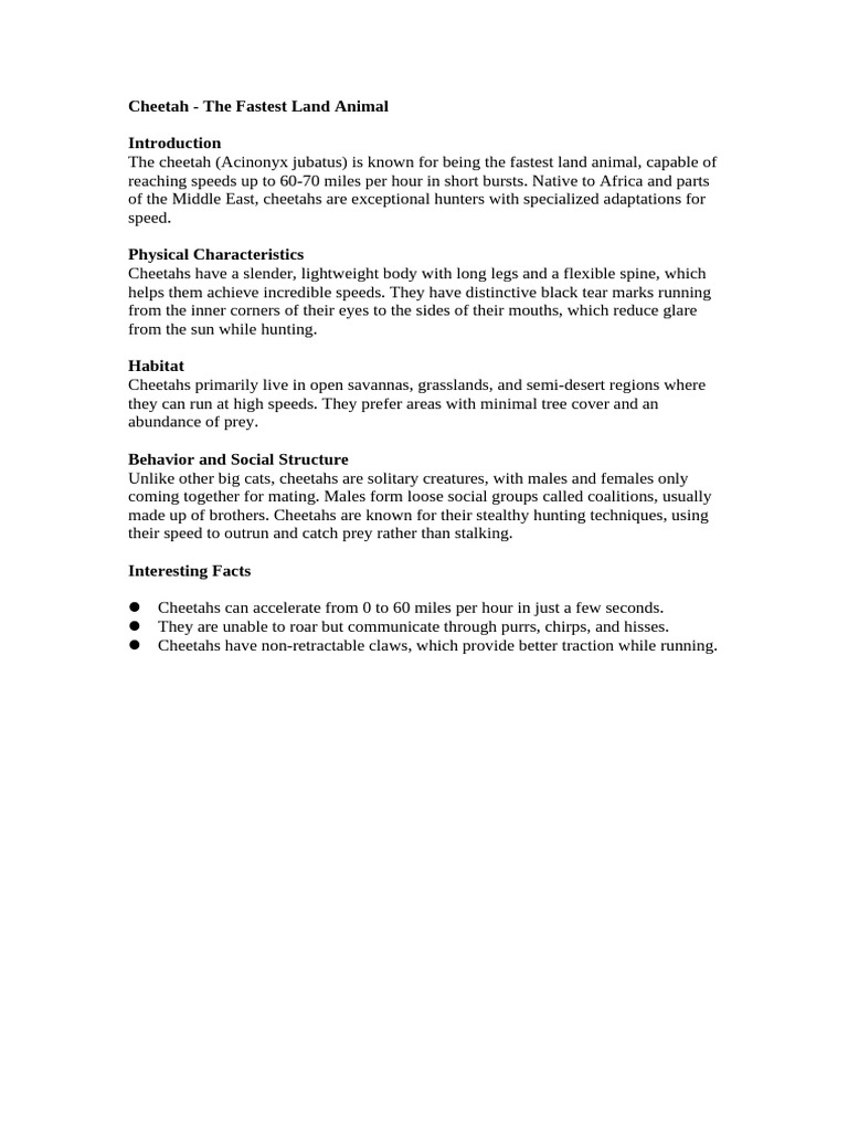 Cheetah | PDF