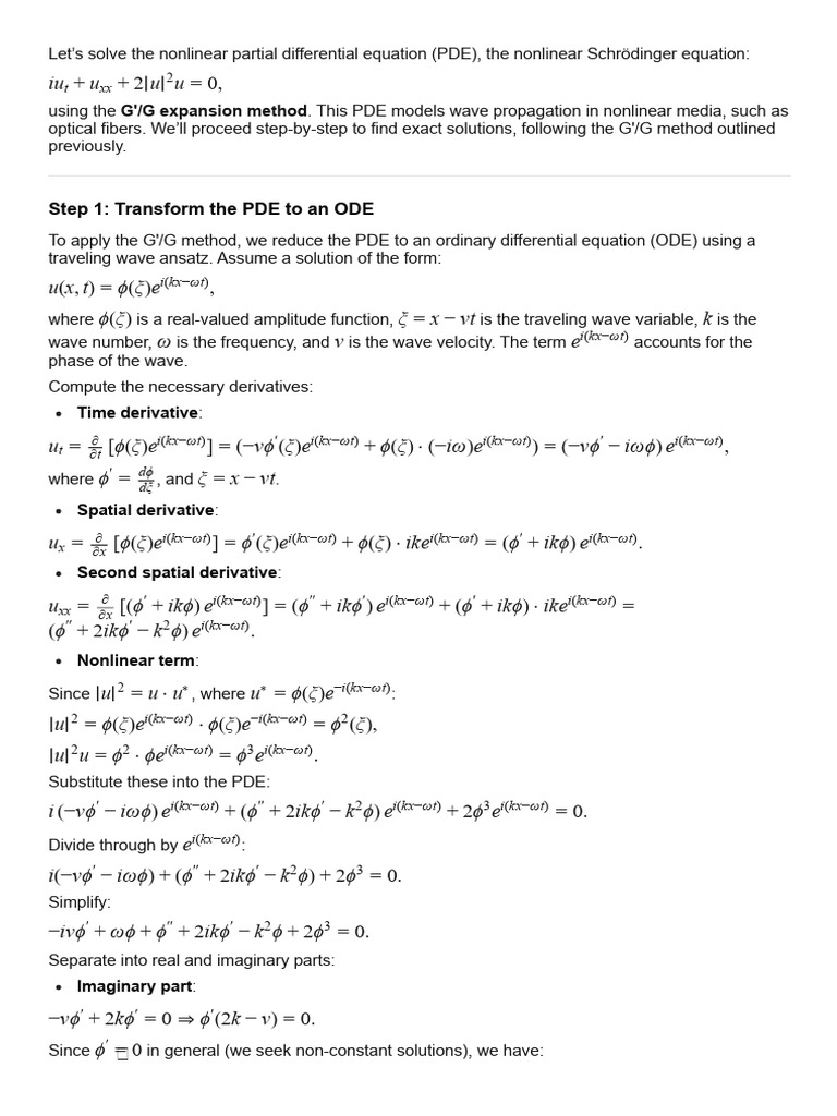 Nonlinear Schrödinger Equation Solutions | PDF | Equations ...