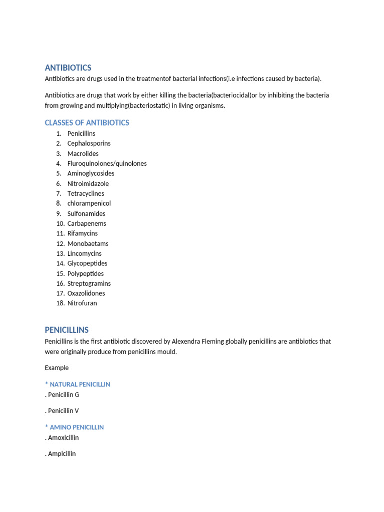 Antibiotics | PDF | Penicillin | Analgesic