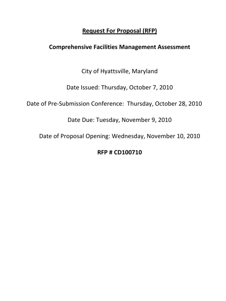 Facilities MGMNT Assessment RFP | PDF | Request For Proposal ...