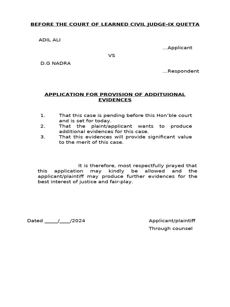 Application For Additional Evidenece | PDF