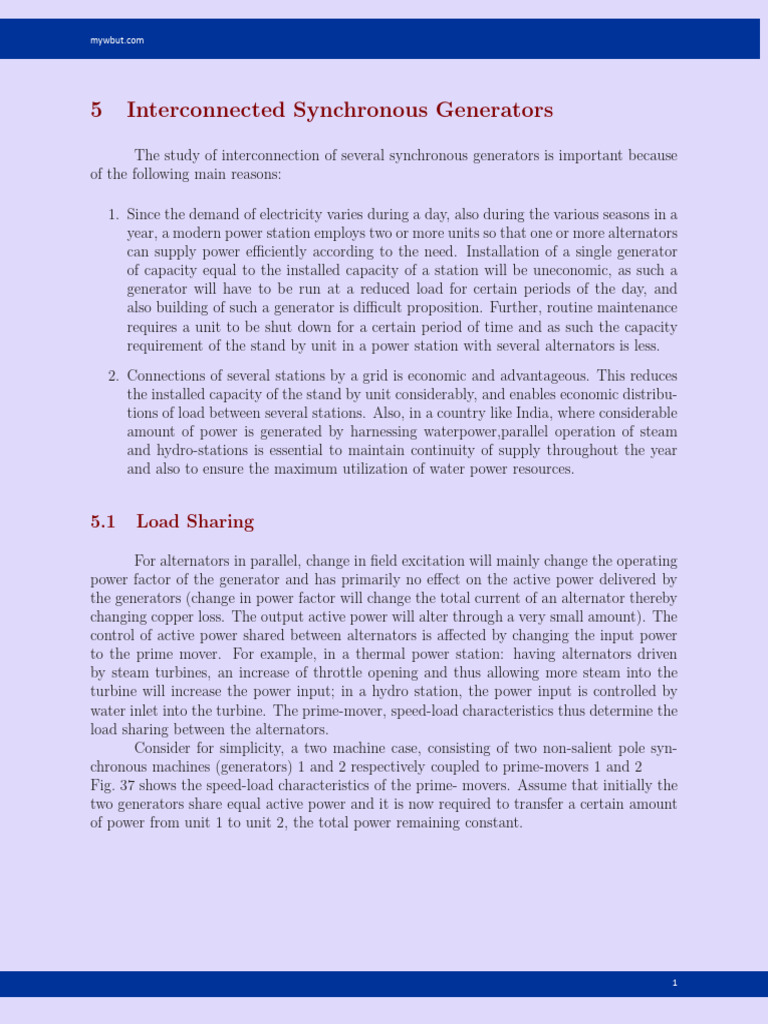 Interconnected Synchronous Generators Explained | PDF | Electric ...