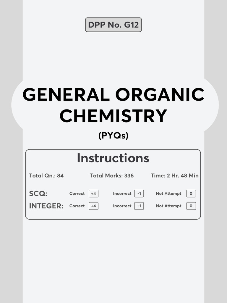 JEE Dropper GOC DPP No. G12 Questions | PDF | Methyl Group | Chemical ...