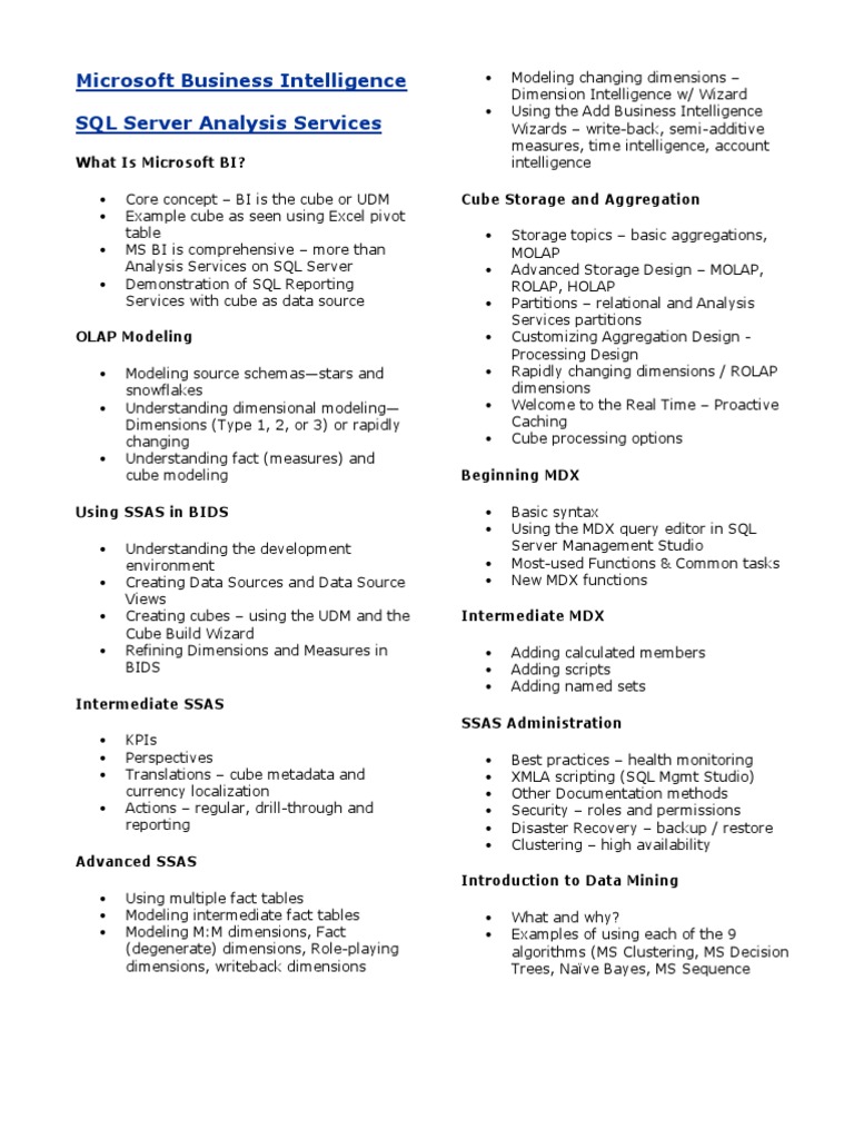 Microsoft Business Intelligence SQL Server Analysis Services | PDF ...