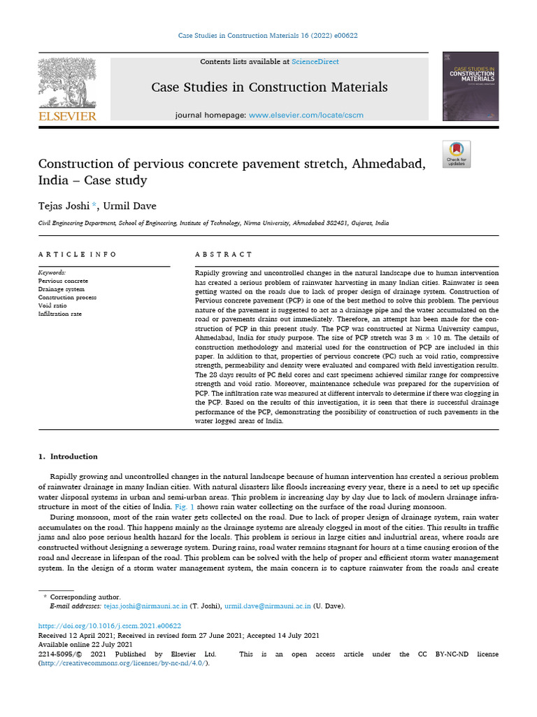 Pervious Concrete Pavement Case Study | PDF | Concrete | Road Surface
