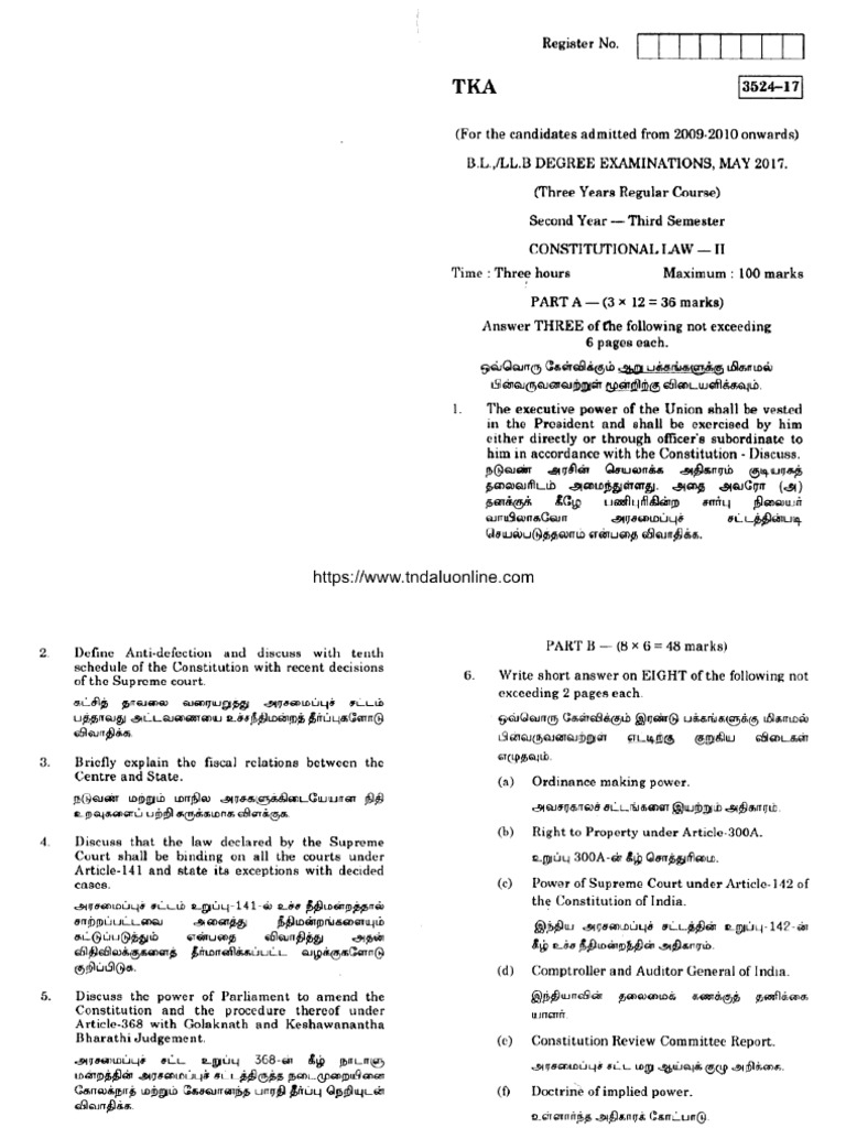 Constitutional Law II Exam Questions | PDF | Supreme Court Of India ...