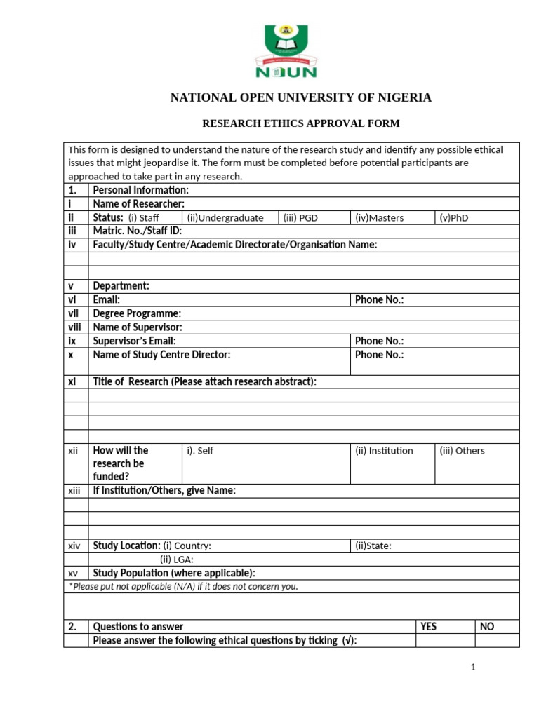 Research Ethics Approval Form | PDF | Substance Abuse | Consent