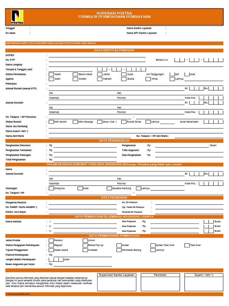 Form Aplikasi Pengajuan MNC Dan KSP Sms | PDF