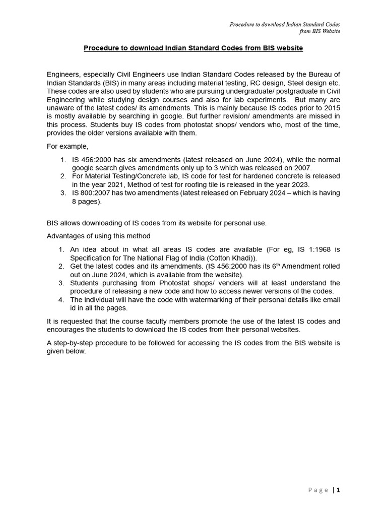 Downloading Indian Standard Codes Guide | PDF | Computing