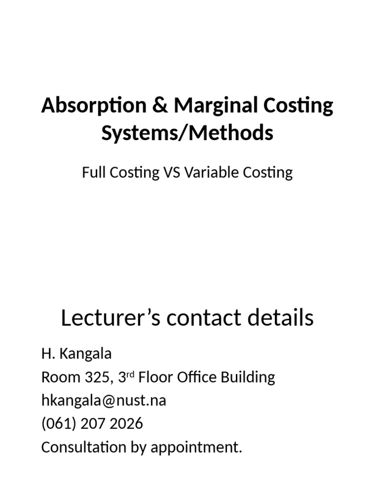 Absorption vs Variable Costing Explained | PDF | Economics | Production ...