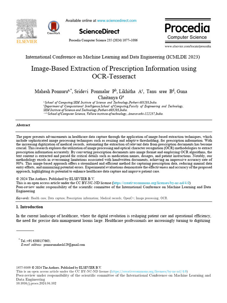 OCR for Prescription Data Extraction | PDF | Optical Character ...