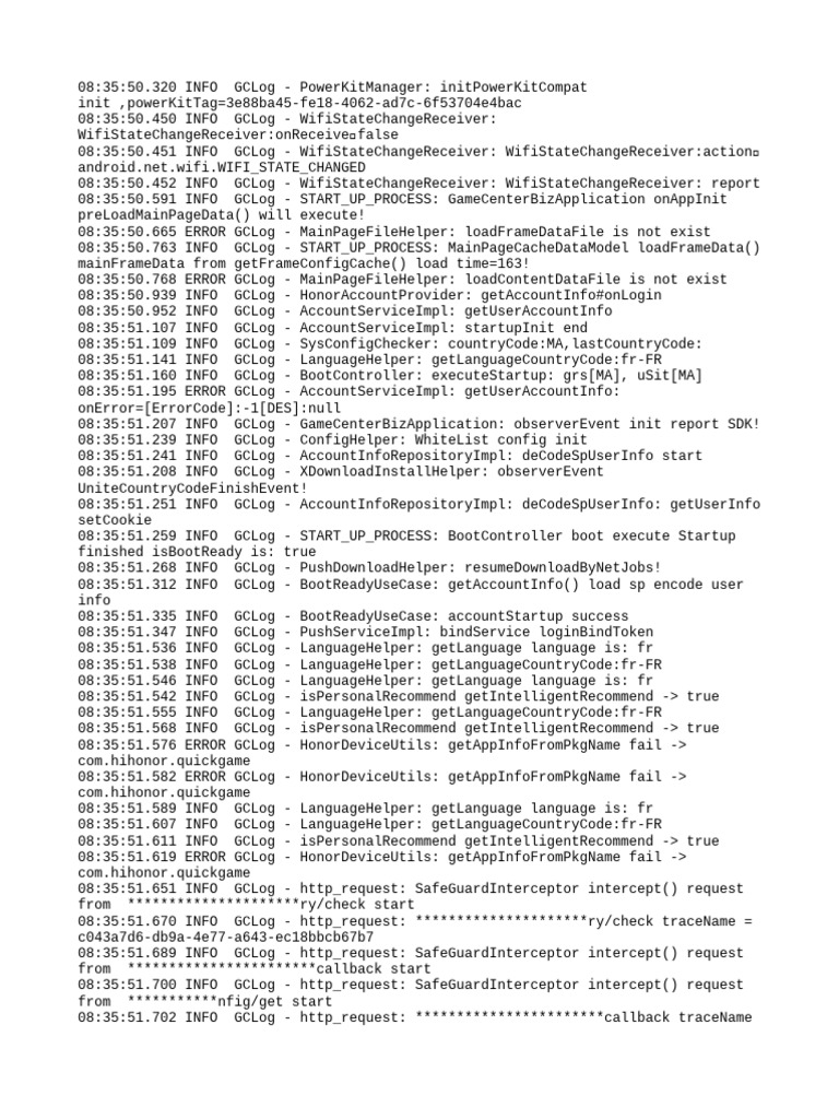 Game Center Startup Log Analysis | PDF | Networking Standards ...