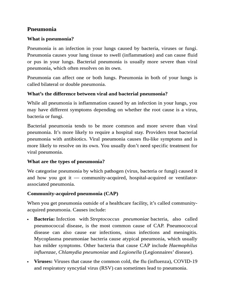 Understanding Pneumonia: Types and Symptoms | PDF | Pneumonia ...