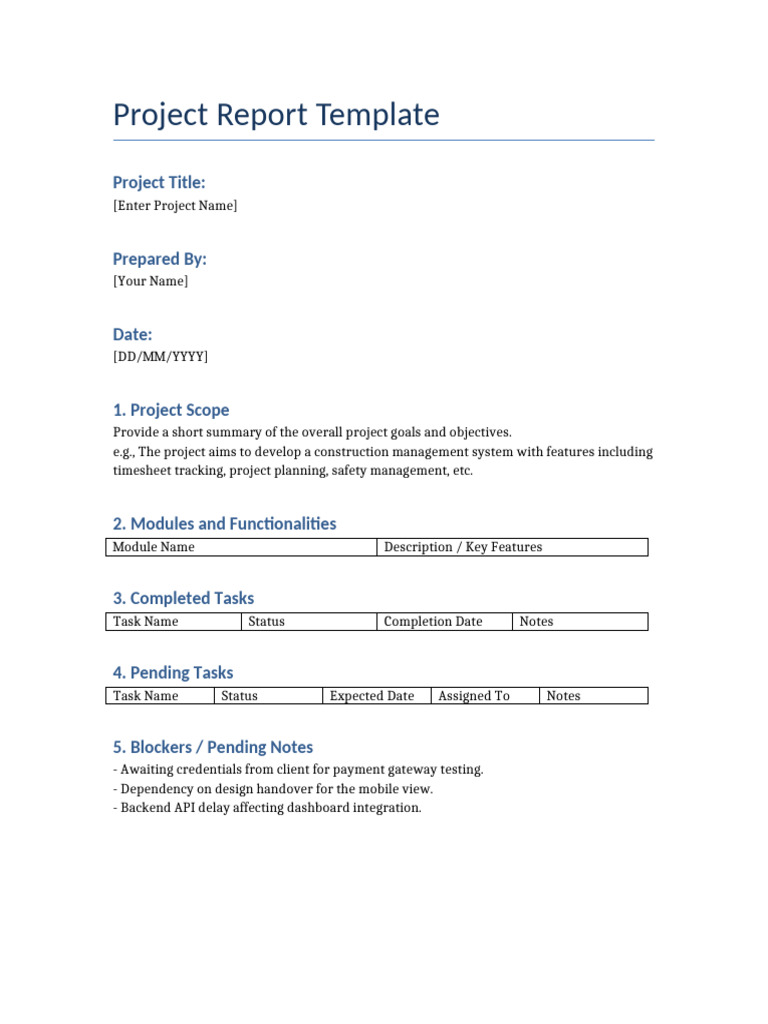 Project Report Template Guide | PDF