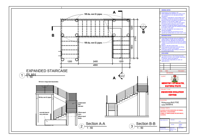 Isolation Center-Staircase Details | PDF | Pipe (Fluid Conveyance ...