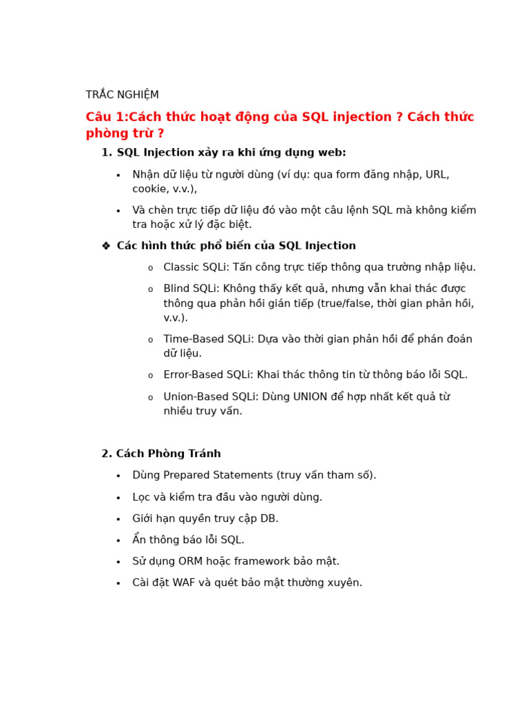 TRẮC NGHIỆM ATTT | PDF