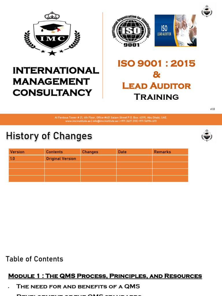 ISO 9001:2015 Lead Auditor Training Guide | PDF | Quality Management ...