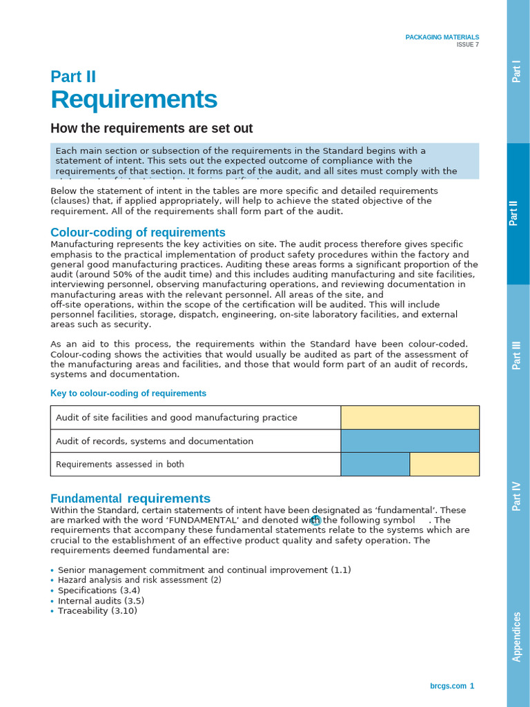BRCGS Packaging Issue 7 Checklist | PDF | Audit | Internal Audit