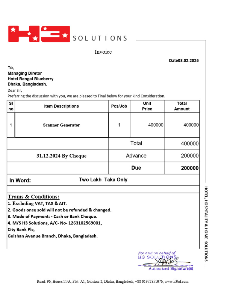 Invoice for Scanner Generator Purchase | PDF