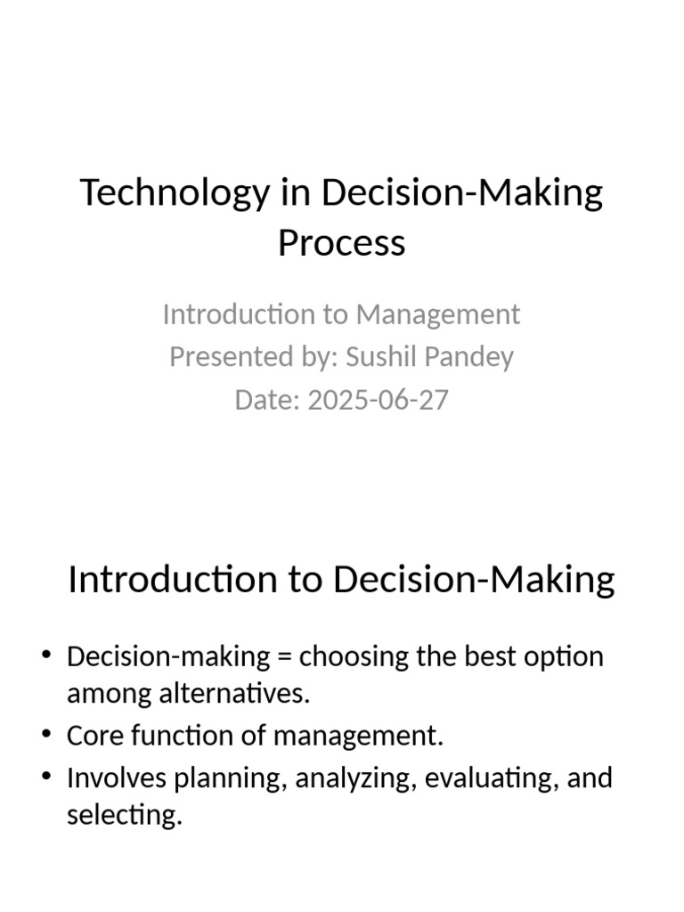 Technology in Decision Making Presentation | PDF