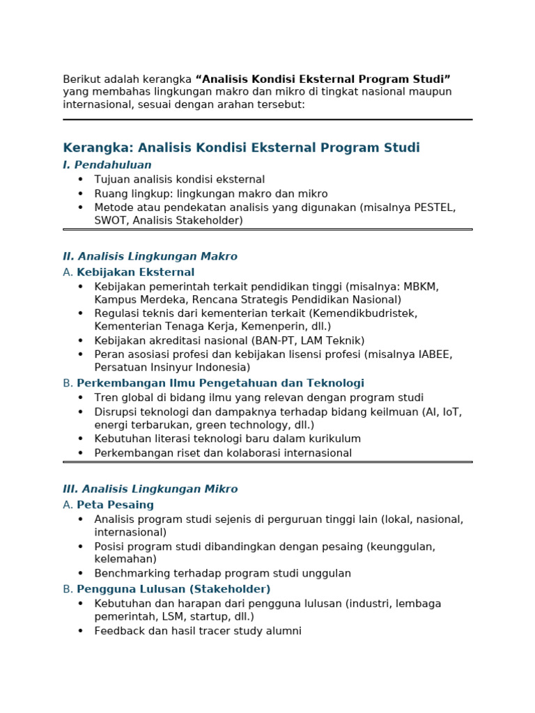 Analisis Eksternal Program Studi 2023 | PDF