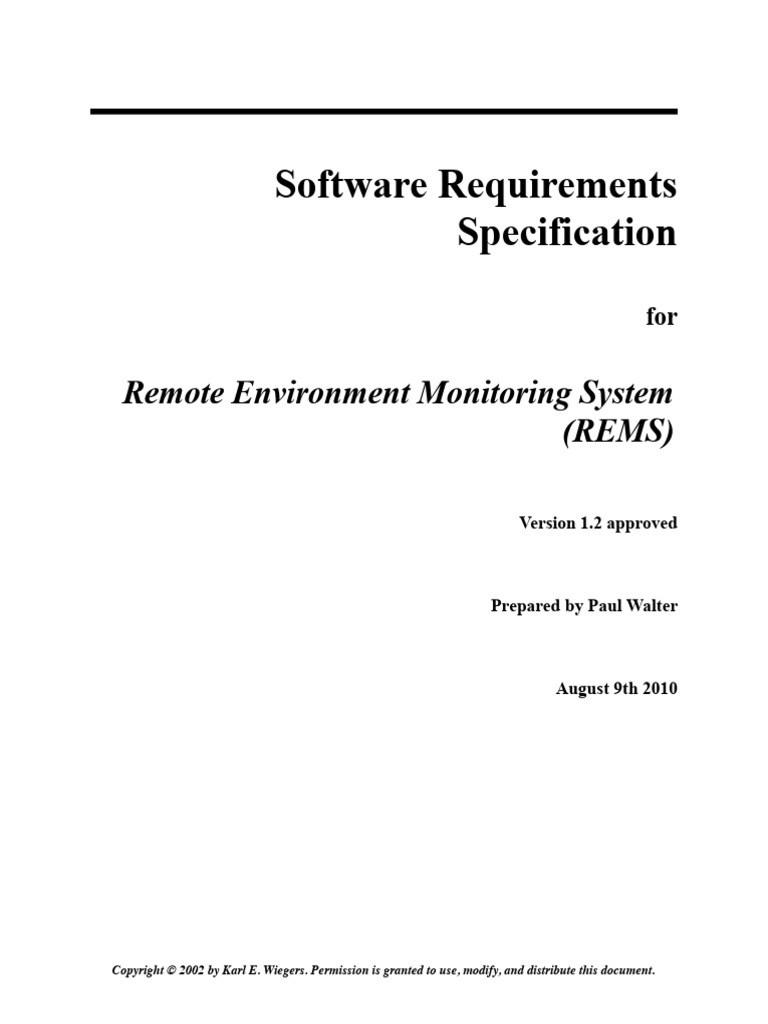 SoftwareSpecificationDocument REMS | PDF | Use Case | Databases
