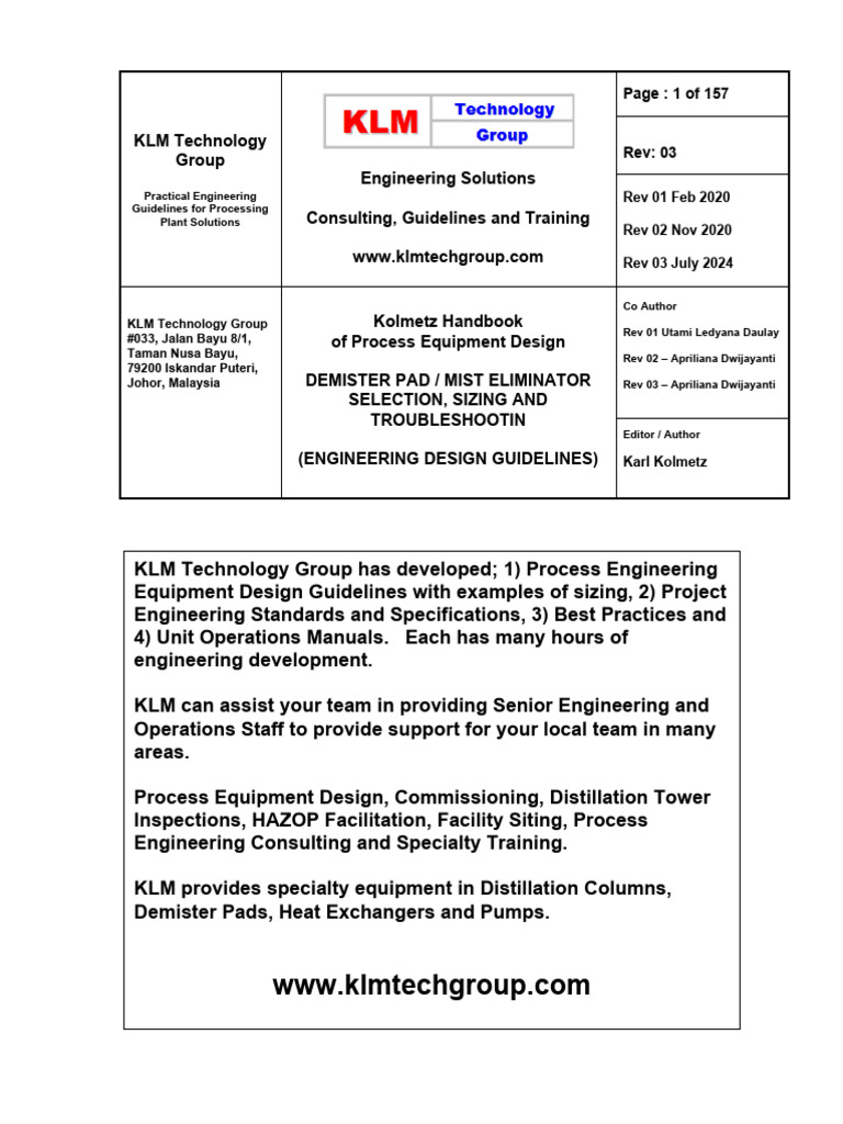 Demister Pad Design Guidelines | PDF | Materials | Process Engineering