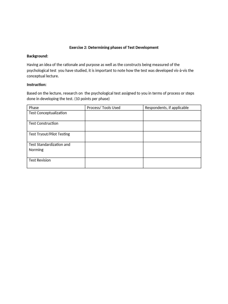 Psychological Test Development Phases | PDF