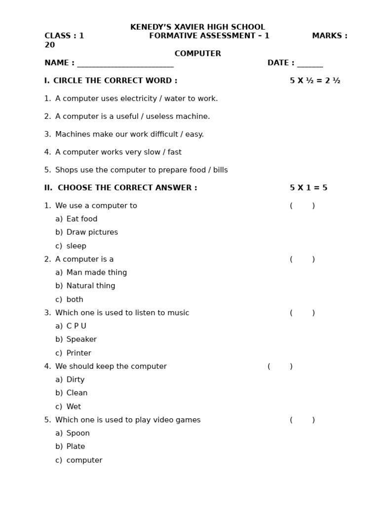 CL 1 Computer | PDF