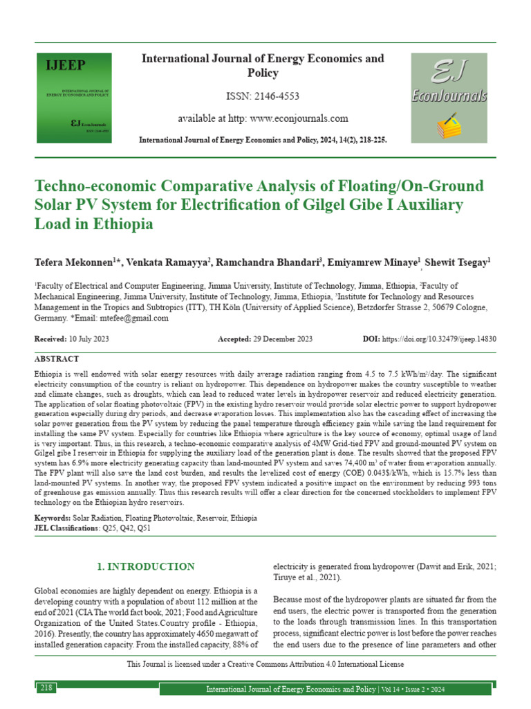 Comparative Analysis of Solar PV Systems in Ethiopia | PDF ...
