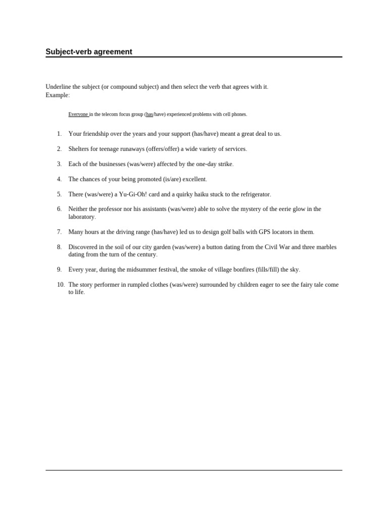 05 Subject Verb Agreement | PDF