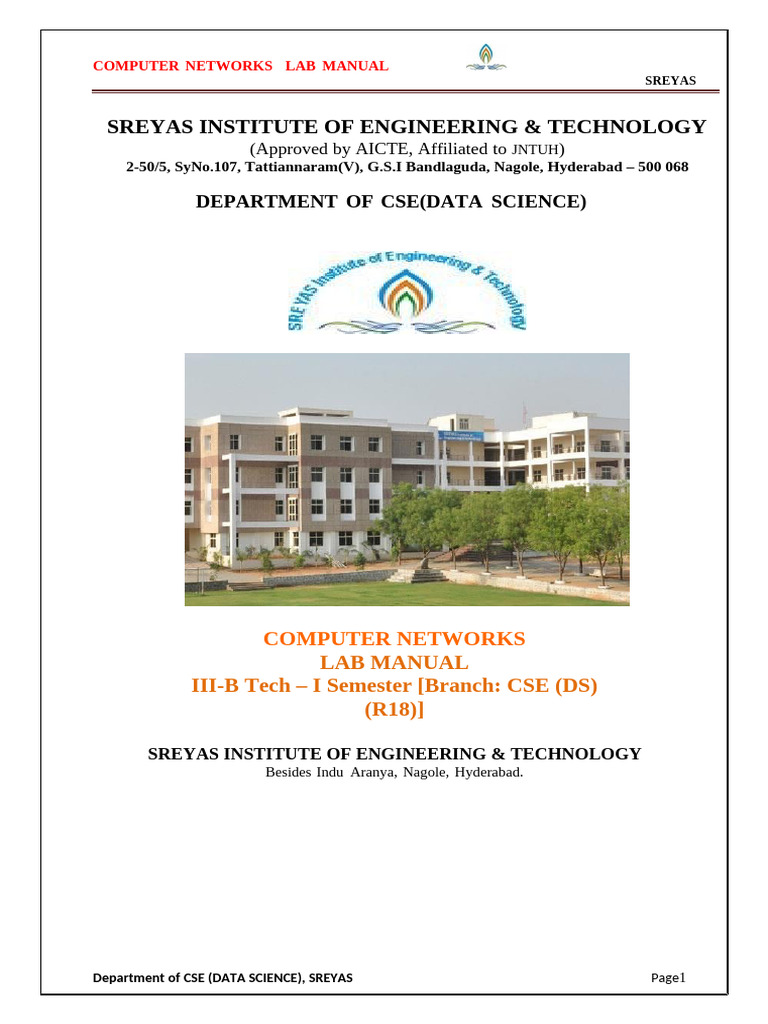 Computer Networks Lab Manual for CSE | PDF | Routing | Network Congestion