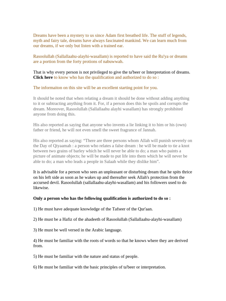 Islamic Dream Interpretation Guidelines | PDF | Moon | Sun