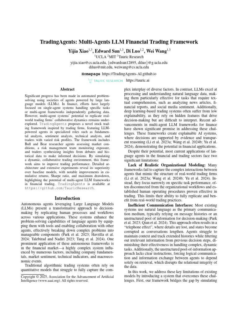 Multi-Agent LLM Trading Framework | PDF | Technical Analysis | Risk