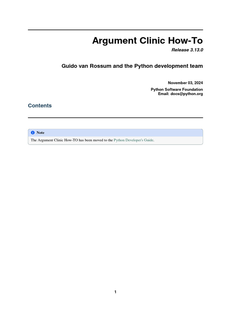 Argument Clinic Guide for Python | PDF