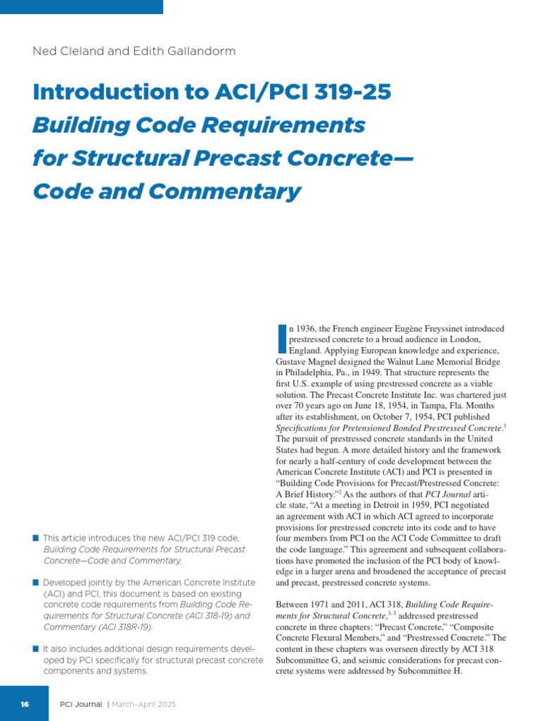 Introduction to ACI/PCI 319-25 Code | PDF | Beam (Structure) | Precast ...