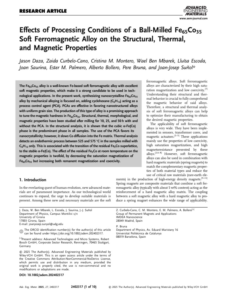 1 1 3 Effects of Processing Conditions of A Ball-Milled Mod | PDF ...