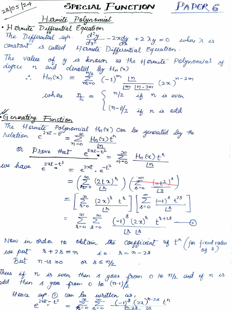 SPECIAL FUNCTION Class Notes | PDF