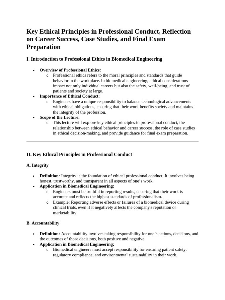 Ethics in Biomedical Engineering: Key Principles | PDF | Biomedical ...