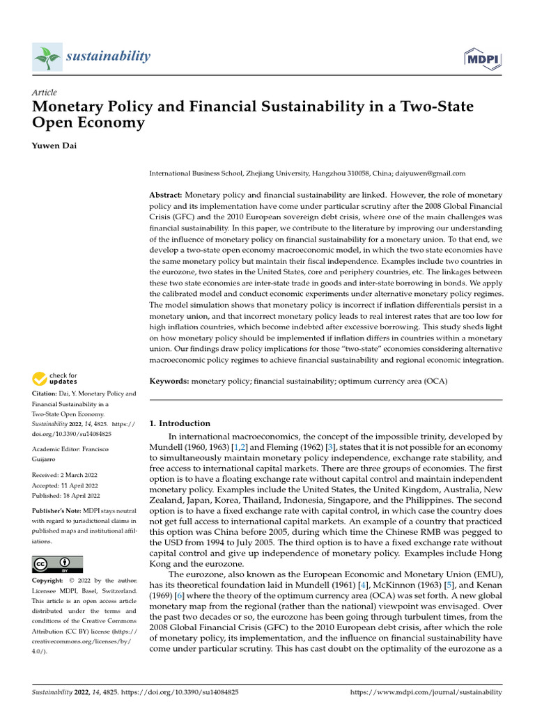 Monetary Policy in Two-State Economies | PDF | Monetary Policy ...