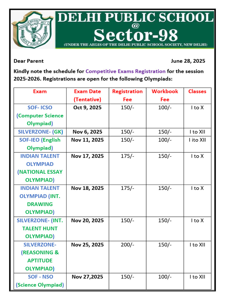 Olympiad Exam Registration 2025 | PDF