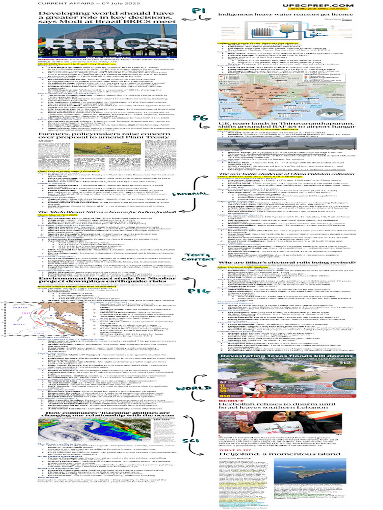 Current Affairs Summary - July 2025 | PDF | Earthquakes | Oceans