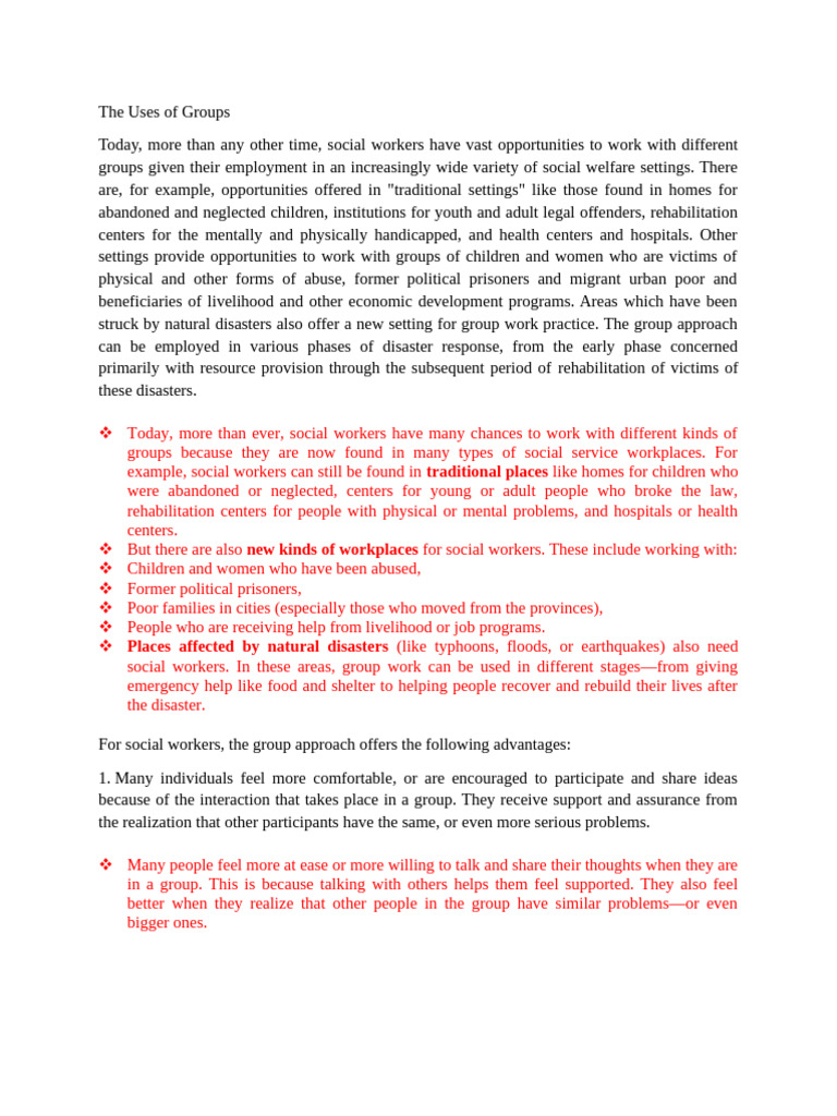 Benefits of Group Work in Social Services | PDF | Attitude (Psychology ...